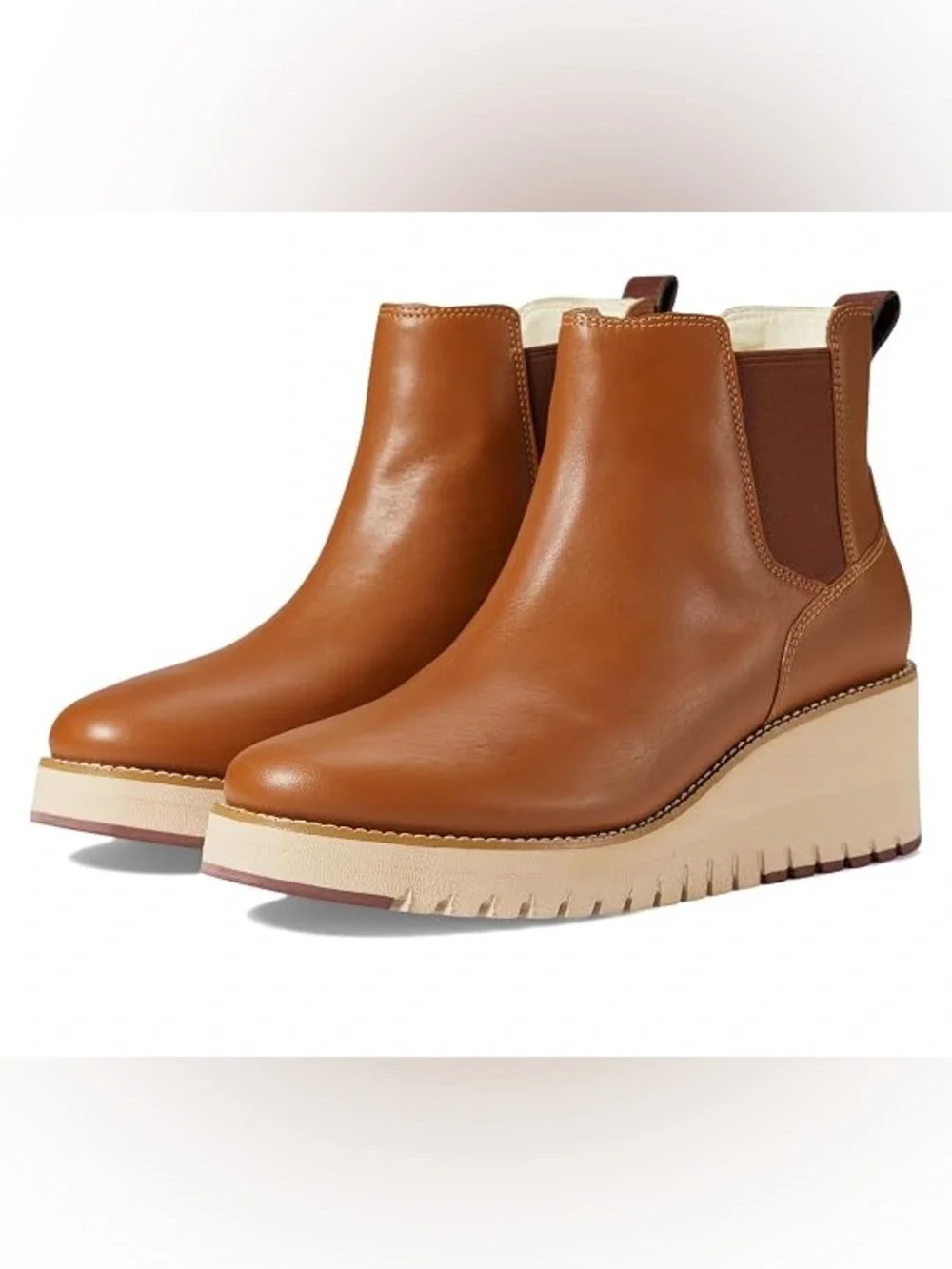 Cole Haan Zerogrand City Wedge Boot Waterproof Brown Leather Women’s Size 7B
